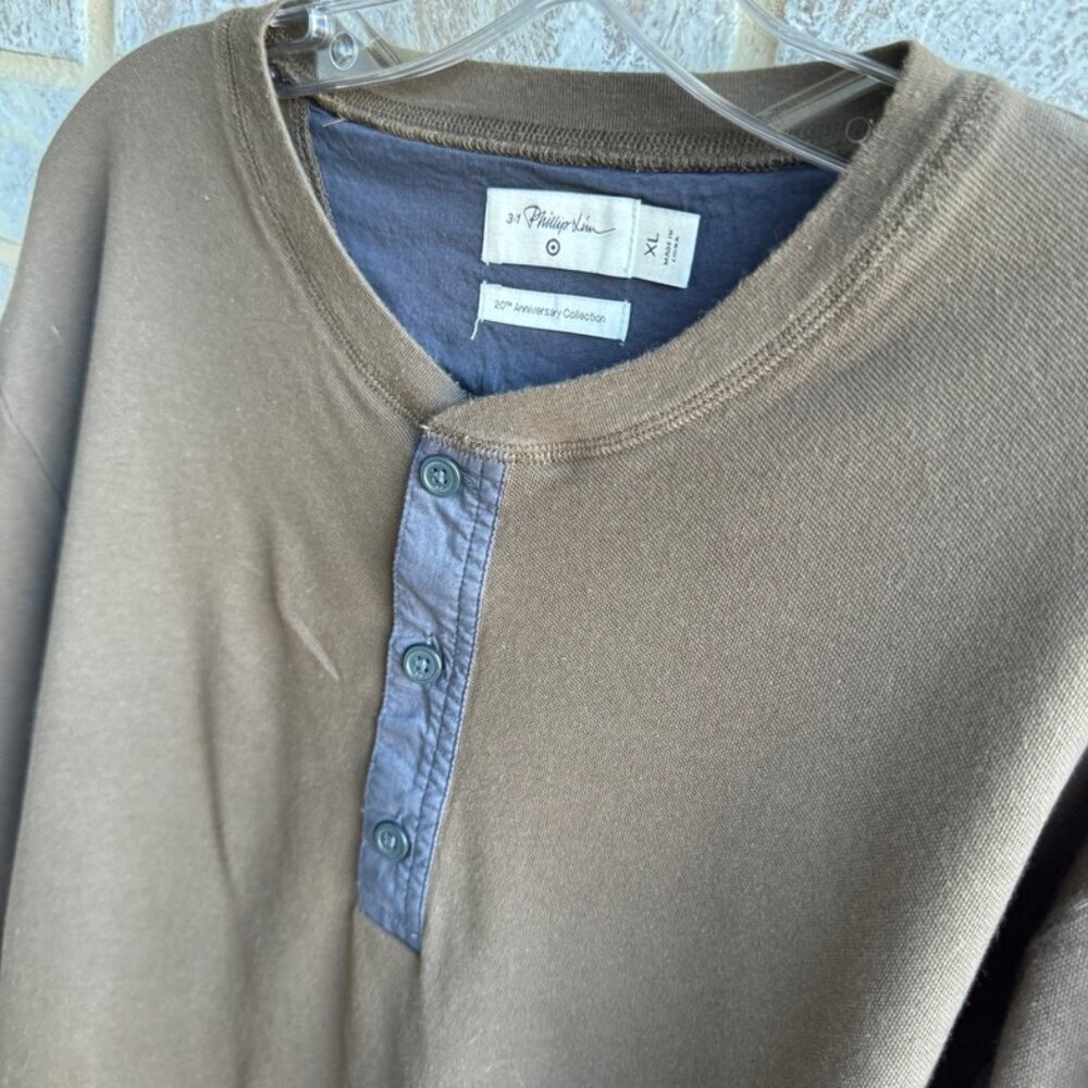 3.1 Phillip Lim Long Sleeve Pullover Henley Tee Shirt Men's Size XL. - Picture 5 of 7